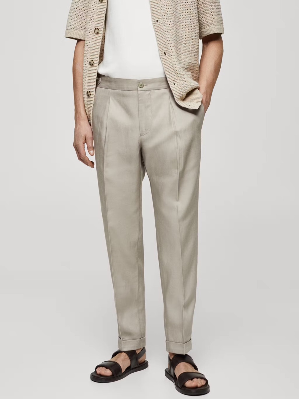 Mango Men’s Linen-Blend Pleated Pants